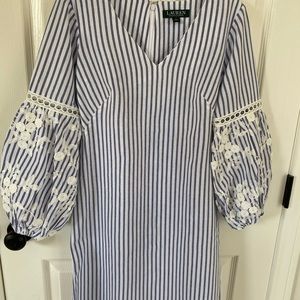 Ralph Lauren Navy & White Dress w Embroidered Sleeves, Size 0